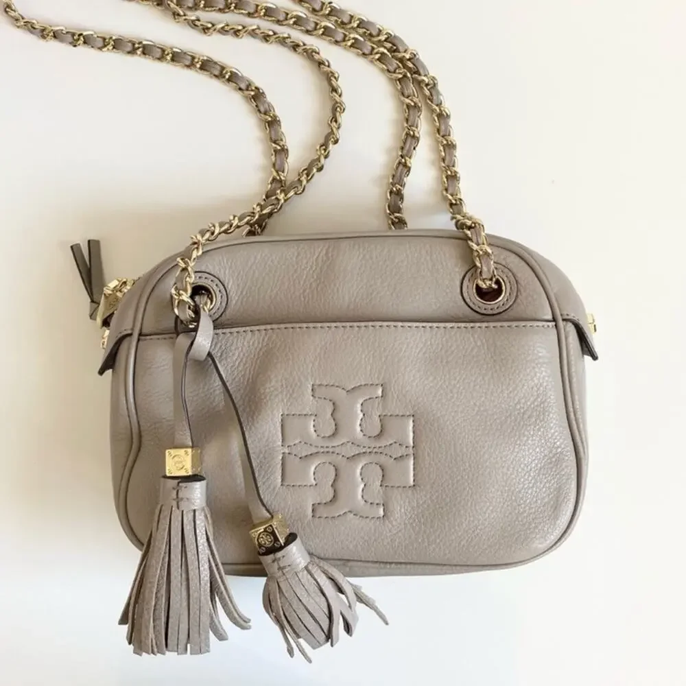 Tory Burch Thea Chain Crossbody Purse Taupe